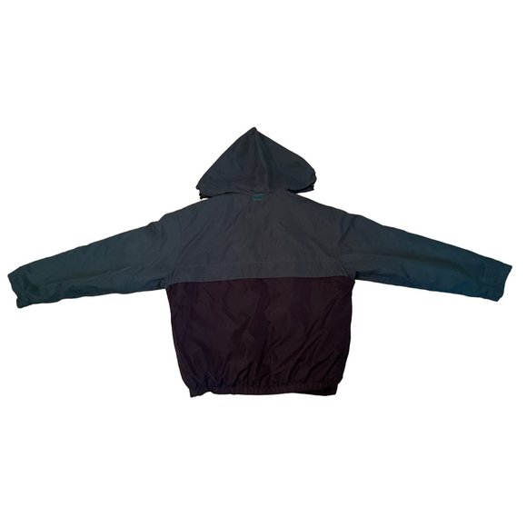 Chaps Ralph Lauren Mens Jacket M Green Navy Windbreaker Hooded Full Zip Logo Lon - Picture 2 of 9